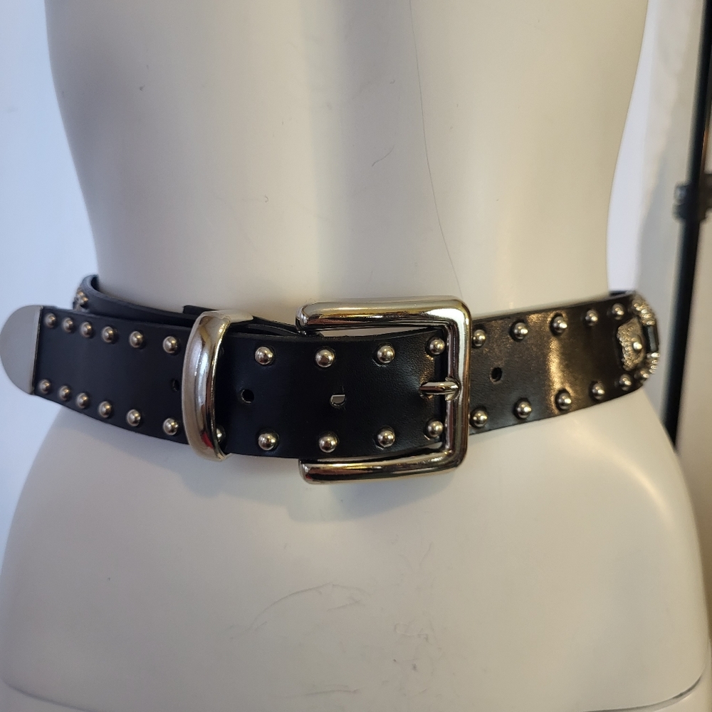 Studded Black Leather Belt